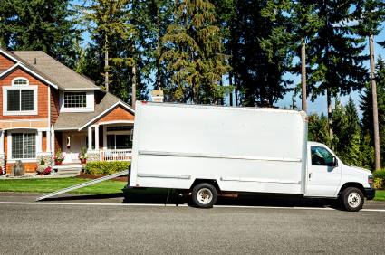 Movers in front of customer's Washington home.