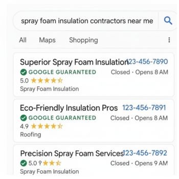 Search results for spray foam insulation contractors near me with local business listings and phone numbers